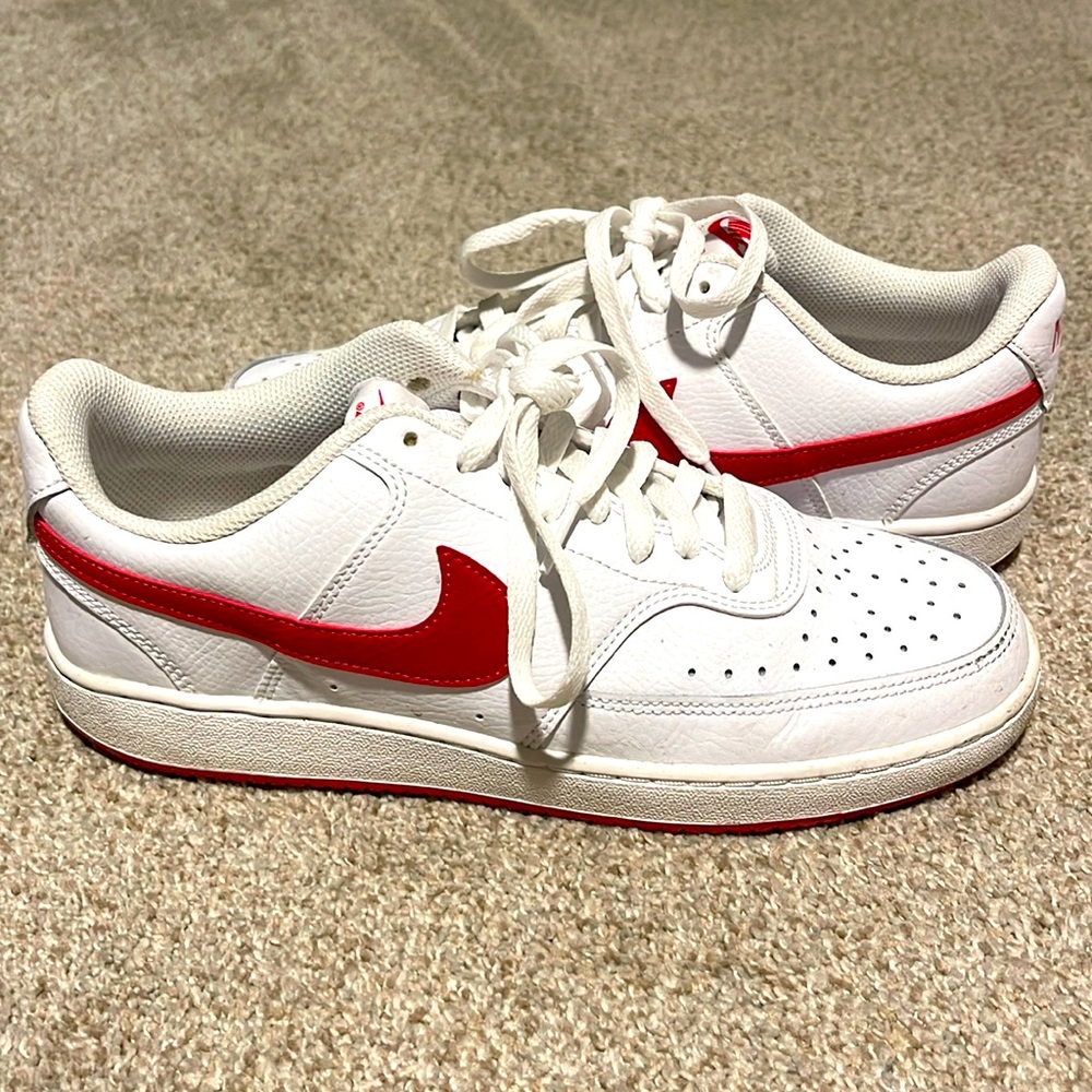 Nike Court Vision low. Size mens8. White and red